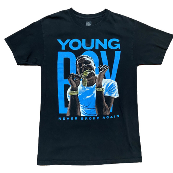 NBA Youngboy Official Merch Rap Tee Black Blue Men's Size Small - Picture 8 of 8